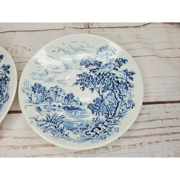Lot Of 2 Countryside Wedgwood And Co. Made In England Teacup Blue White Saucers - Picture 2 of 11